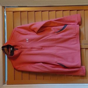 Women's under armour pink quarter zip sweatshirt with antler logo. Size medium.